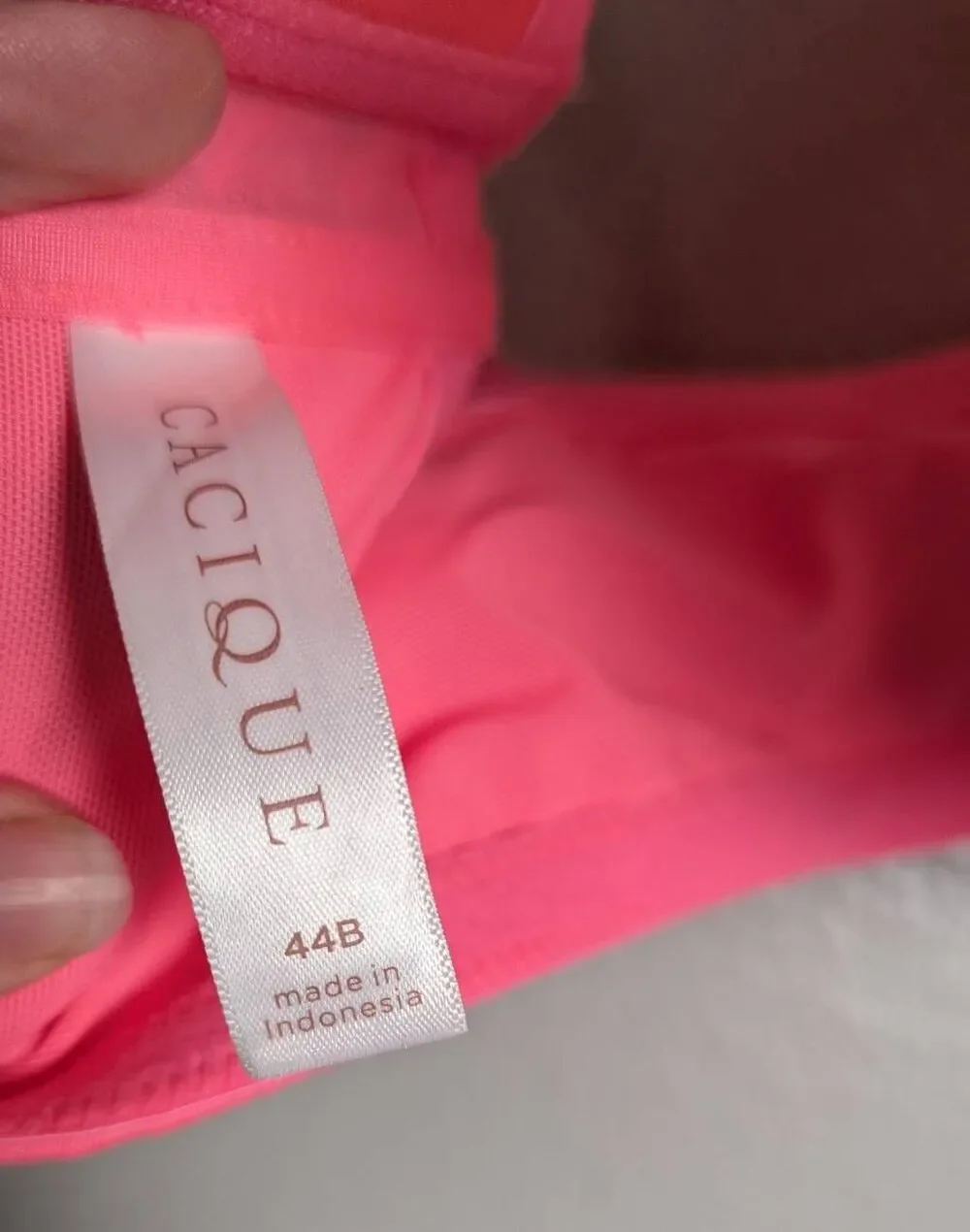 Cacique Hot Pink melon salmon lace boost plunge push up front close bra 44B